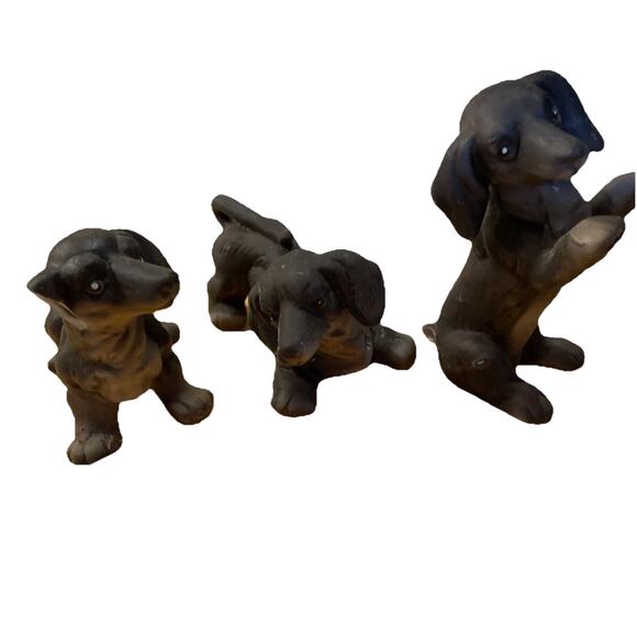 3 Vintage MSR Imports Dachshund Weiner Dog 4" Porcelain Ceramic Figurines - Picture 2 of 8
